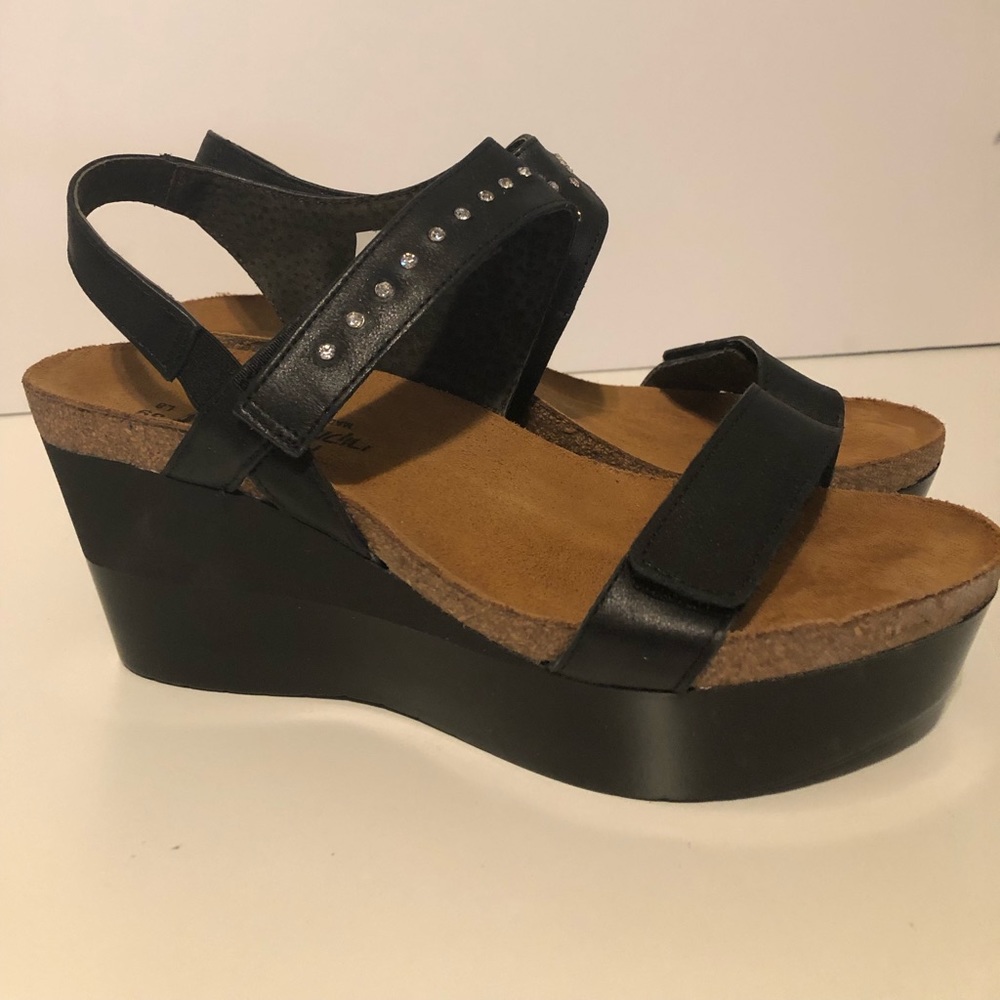 Naot Wedge Sandal with rhinestone embellishment.